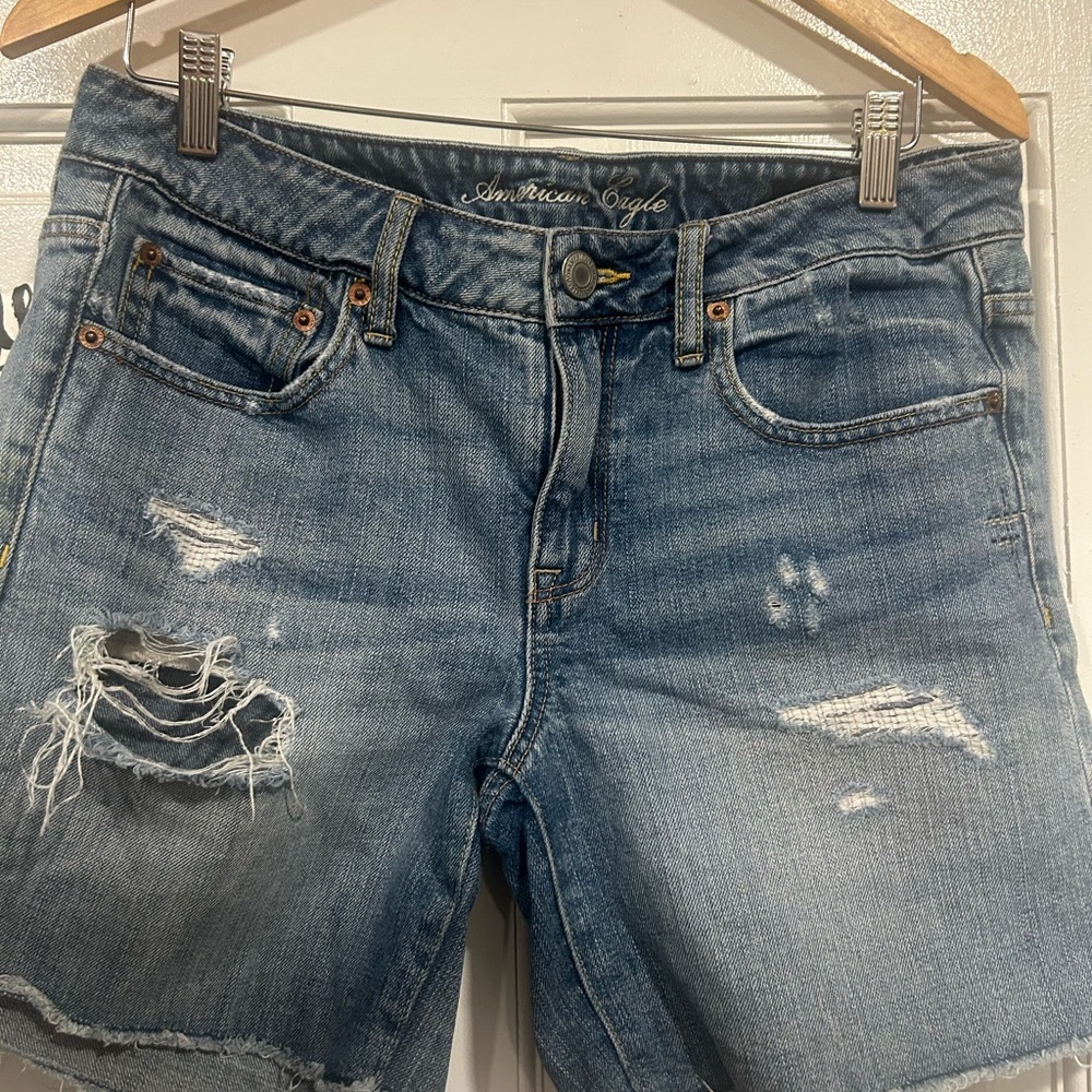 American Eagle Outfitters Women's Ripped Blue Jean Shorts